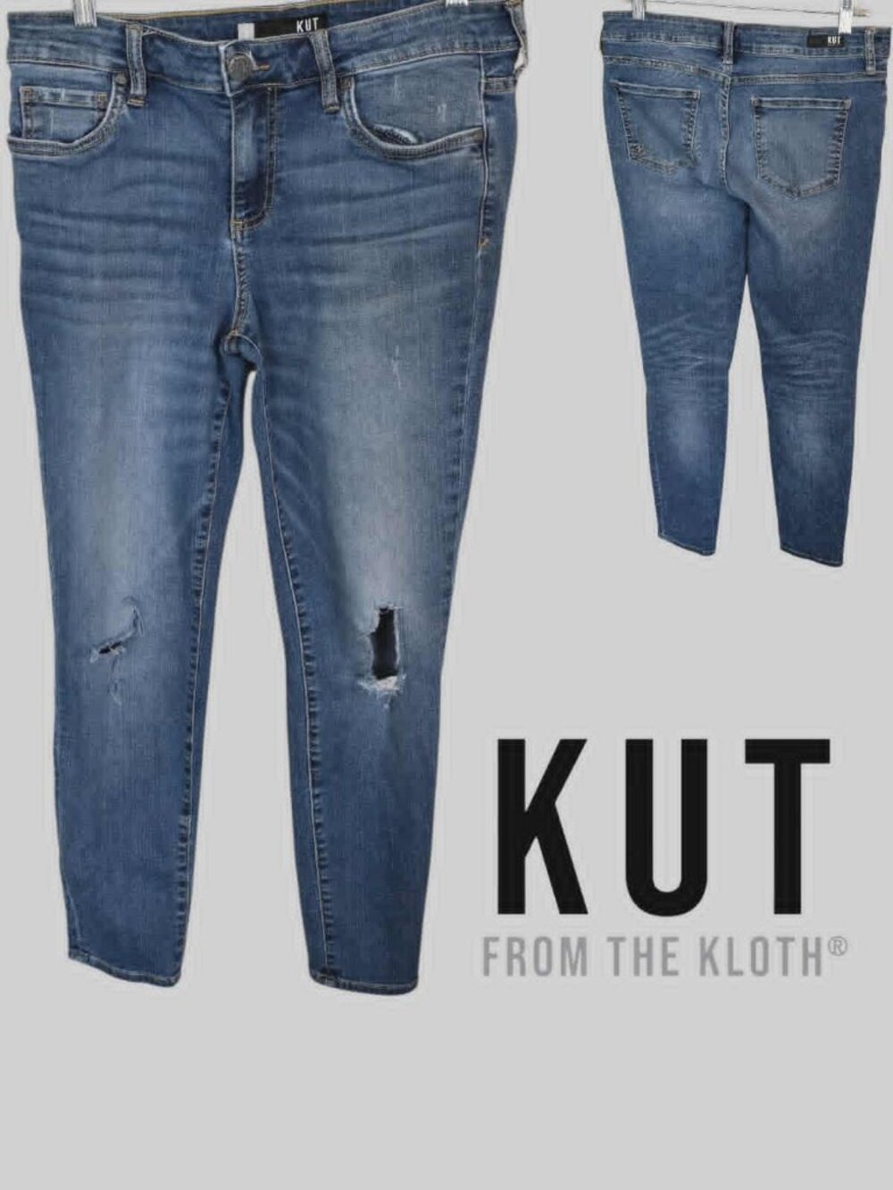 KUT from the Kloth  Distressed Medium Wash Skinny Casual Jeans Womens 8